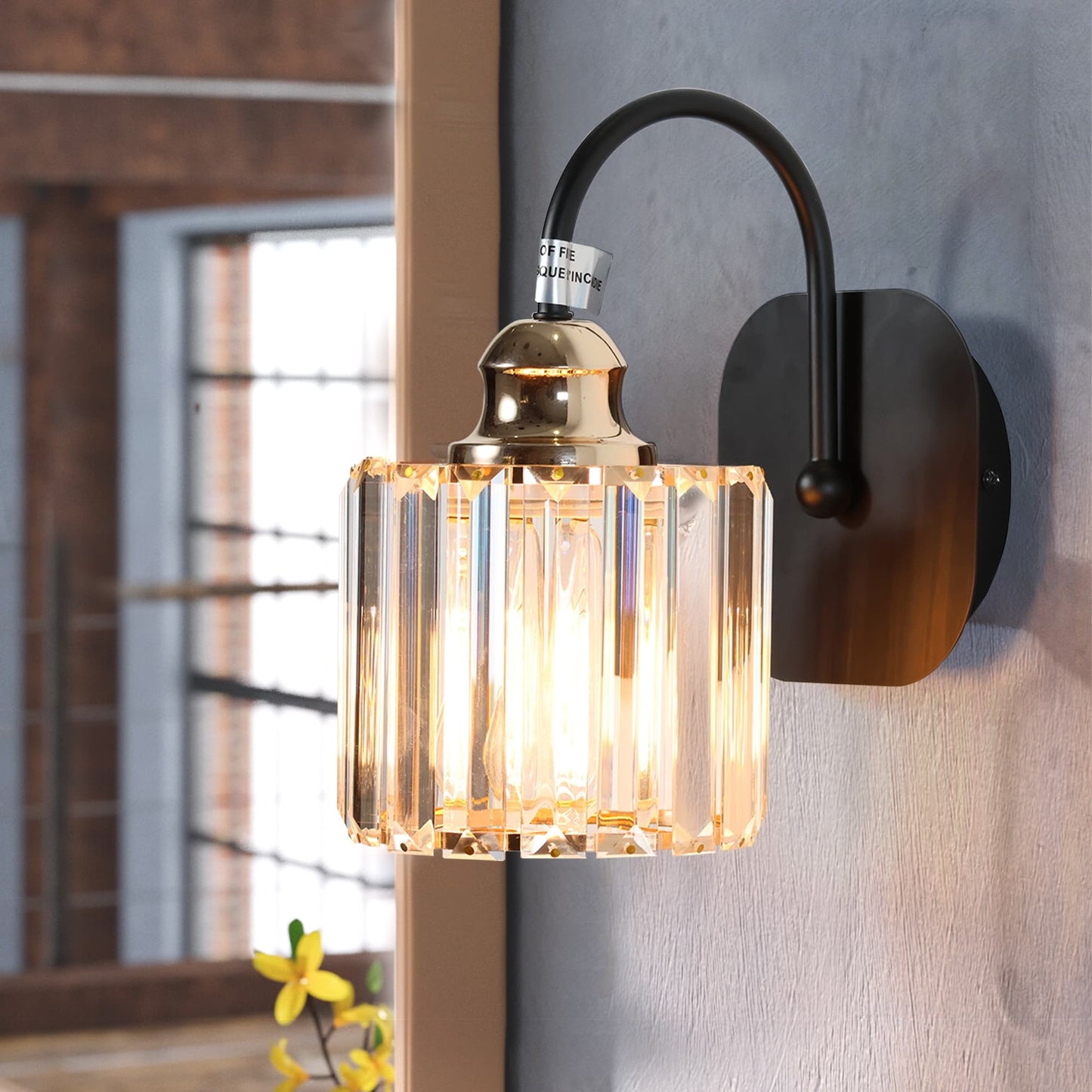 Appliques murales ExBrite modernes en or rose, à 1/2/3/4/5 lumières, avec variateur en cristal, pour salle de bain