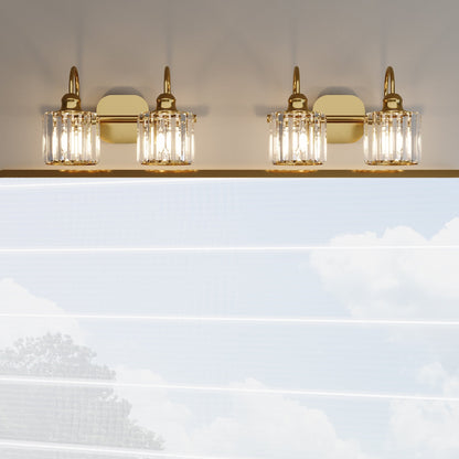 Appliques murales ExBrite modernes en or rose, à 1/2/3/4/5 lumières, avec variateur en cristal, pour salle de bain