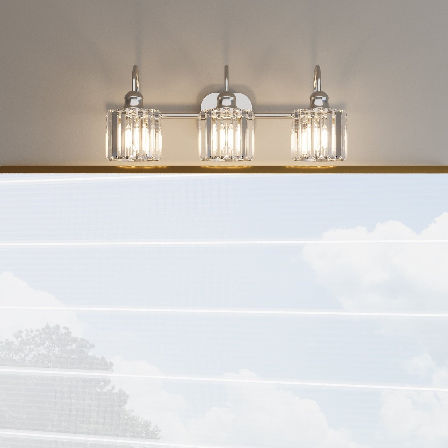 Appliques murales ExBrite modernes en or rose, à 1/2/3/4/5 lumières, avec variateur en cristal, pour salle de bain