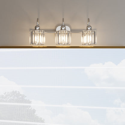 Appliques murales ExBrite modernes en or rose, à 1/2/3/4/5 lumières, avec variateur en cristal, pour salle de bain