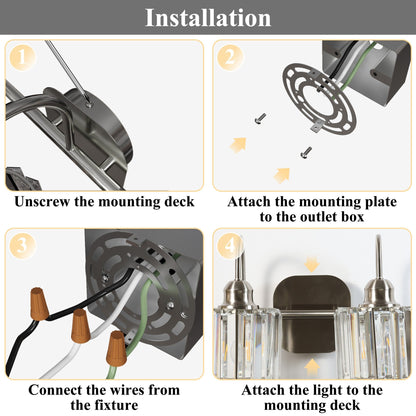 Appliques murales ExBrite modernes en or rose, à 1/2/3/4/5 lumières, avec variateur en cristal, pour salle de bain