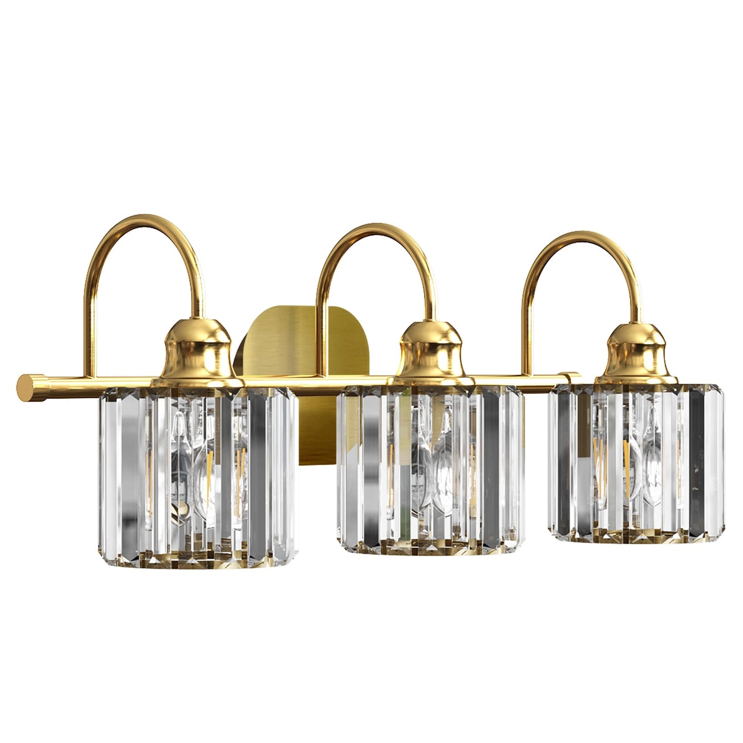 Appliques murales ExBrite modernes en or rose, à 1/2/3/4/5 lumières, avec variateur en cristal, pour salle de bain