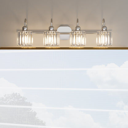 Appliques murales ExBrite modernes en or rose, à 1/2/3/4/5 lumières, avec variateur en cristal, pour salle de bain