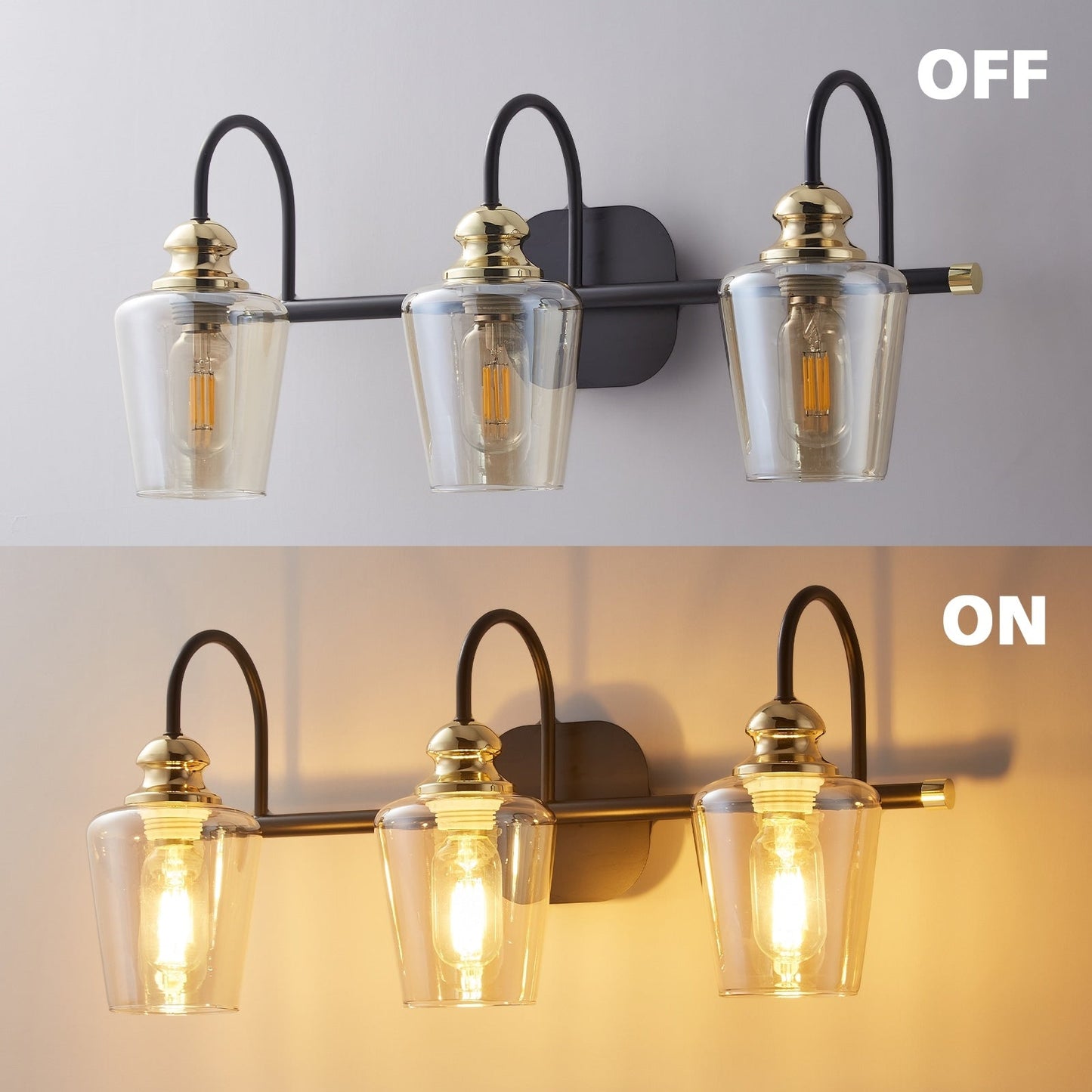 Appliques murales ExBrite modernes en or rose, à 1/2/3/4/5 lumières, avec variateur en cristal, pour salle de bain