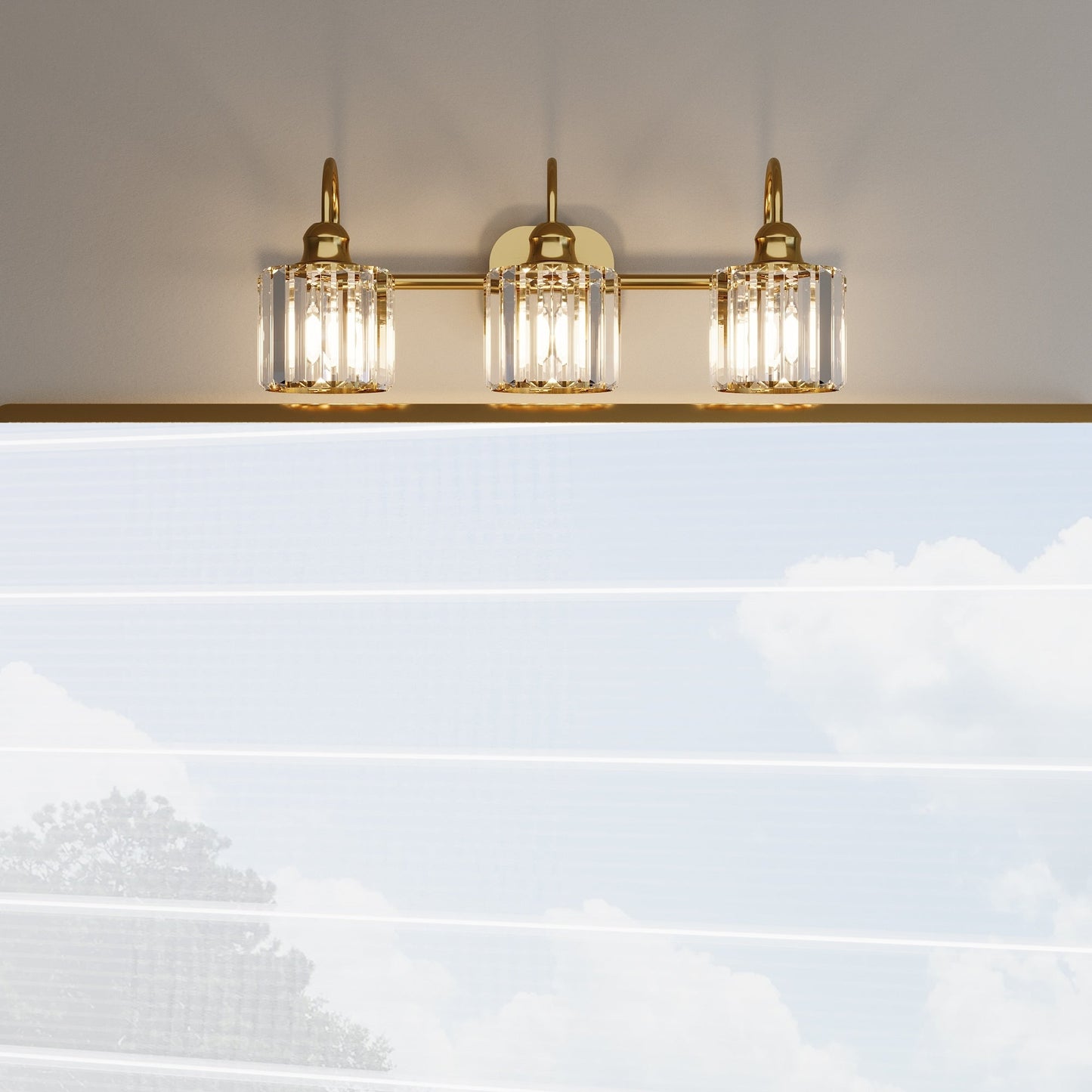 Appliques murales ExBrite modernes en or rose, à 1/2/3/4/5 lumières, avec variateur en cristal, pour salle de bain