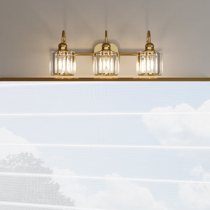 Appliques murales ExBrite modernes en or rose, à 1/2/3/4/5 lumières, avec variateur en cristal, pour salle de bain