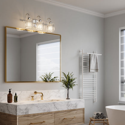 Appliques murales ExBrite modernes en or rose, à 1/2/3/4/5 lumières, avec variateur en cristal, pour salle de bain