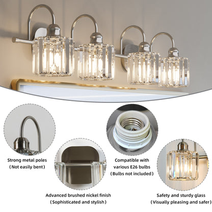 Appliques murales ExBrite modernes en or rose, à 1/2/3/4/5 lumières, avec variateur en cristal, pour salle de bain