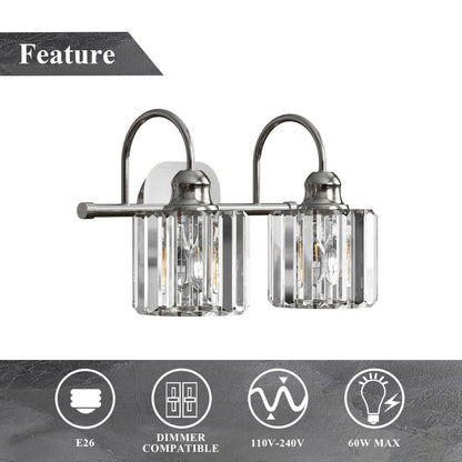 Appliques murales ExBrite modernes en or rose, à 1/2/3/4/5 lumières, avec variateur en cristal, pour salle de bain