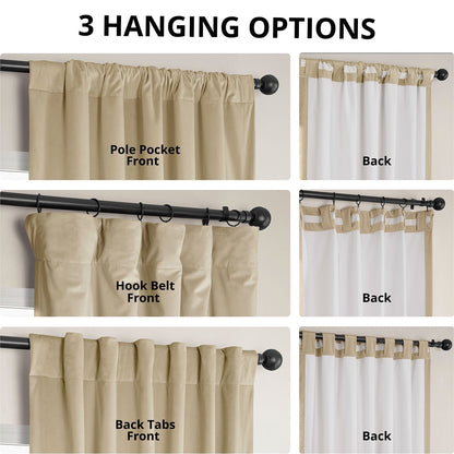 Rideaux occultants en velours peluche Heritage d'Exclusive Fabrics (1 panneau) - Rideaux en velours de luxe pour chambre et salon.