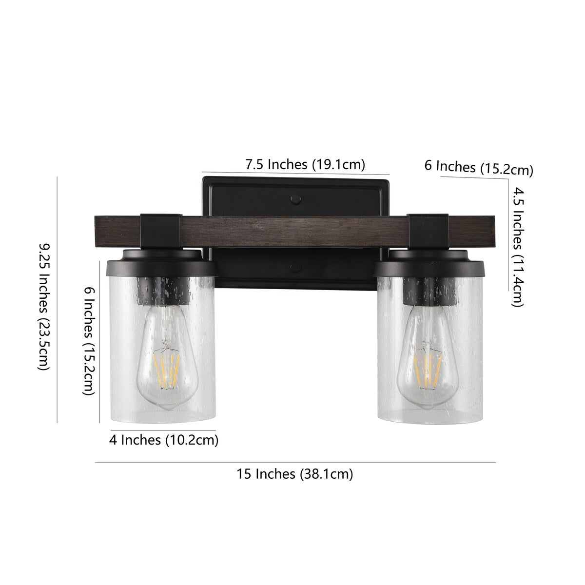 Applique murale LED style ferme rustique en fer et verre bullé, par JONATHAN Y