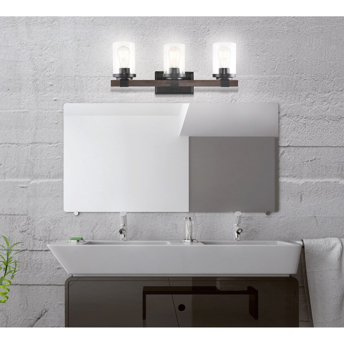 Applique murale LED style ferme rustique en fer et verre bullé, par JONATHAN Y