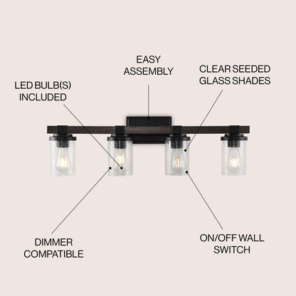 Applique murale LED style ferme rustique en fer et verre bullé, par JONATHAN Y