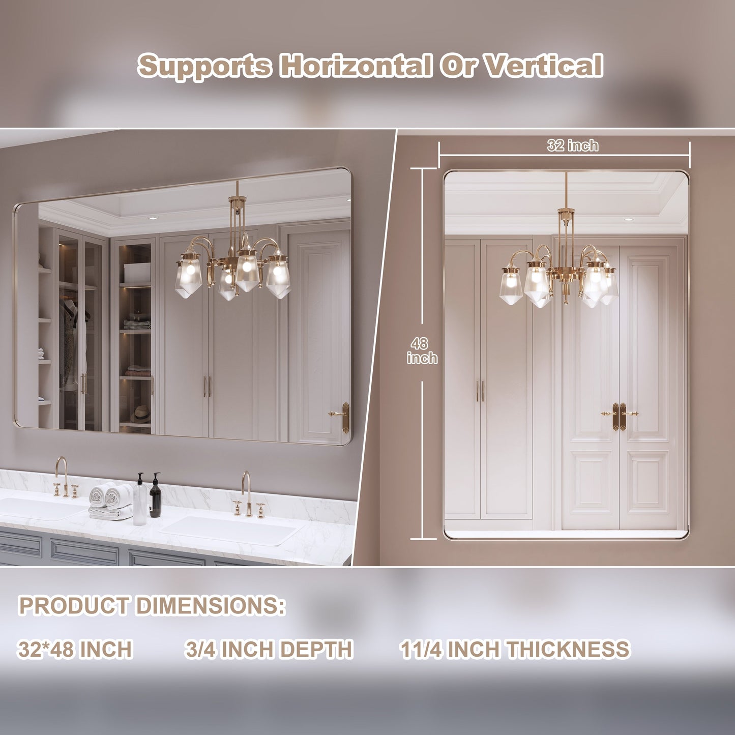 Miroir de salle de bain mural encadré