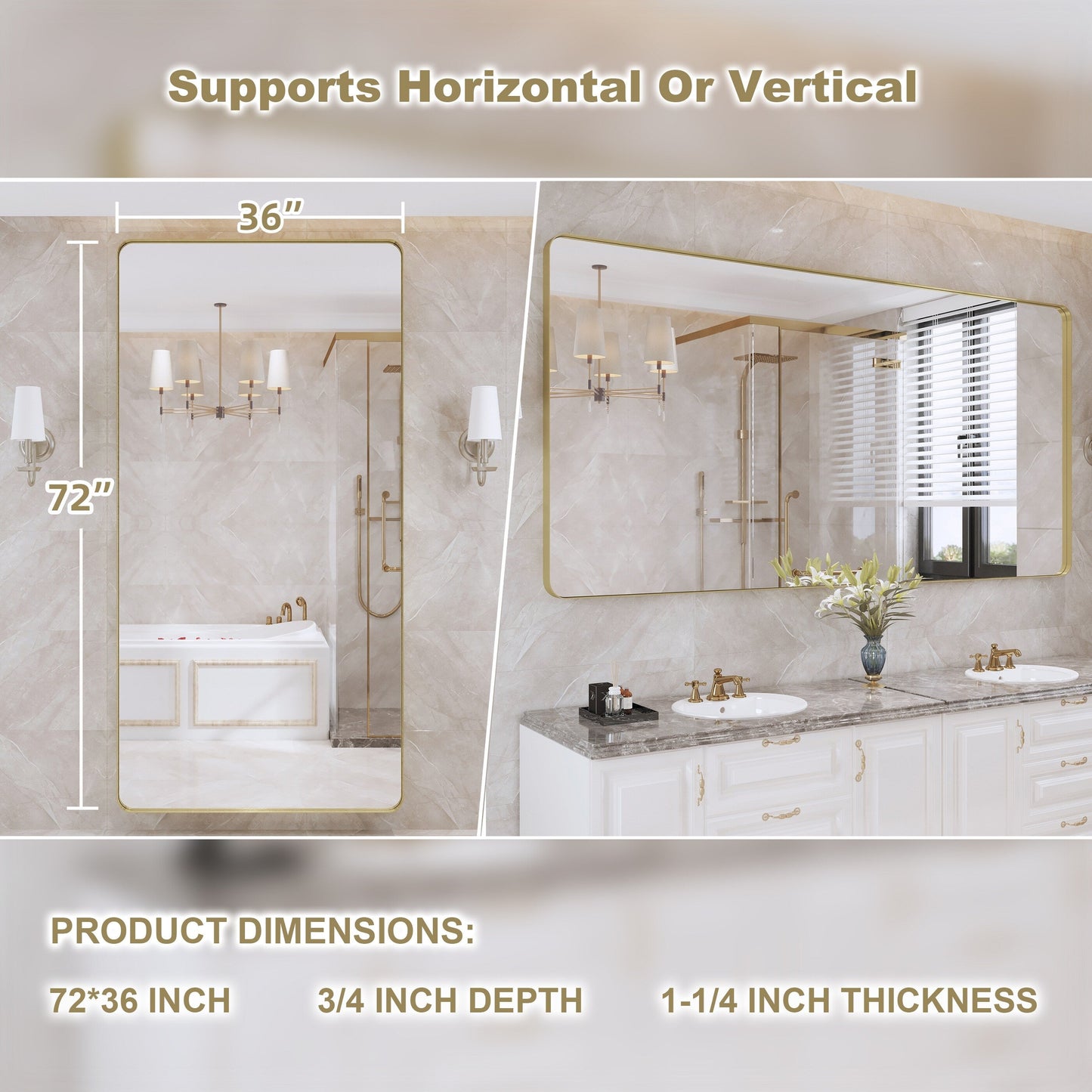 Miroir de salle de bain mural encadré