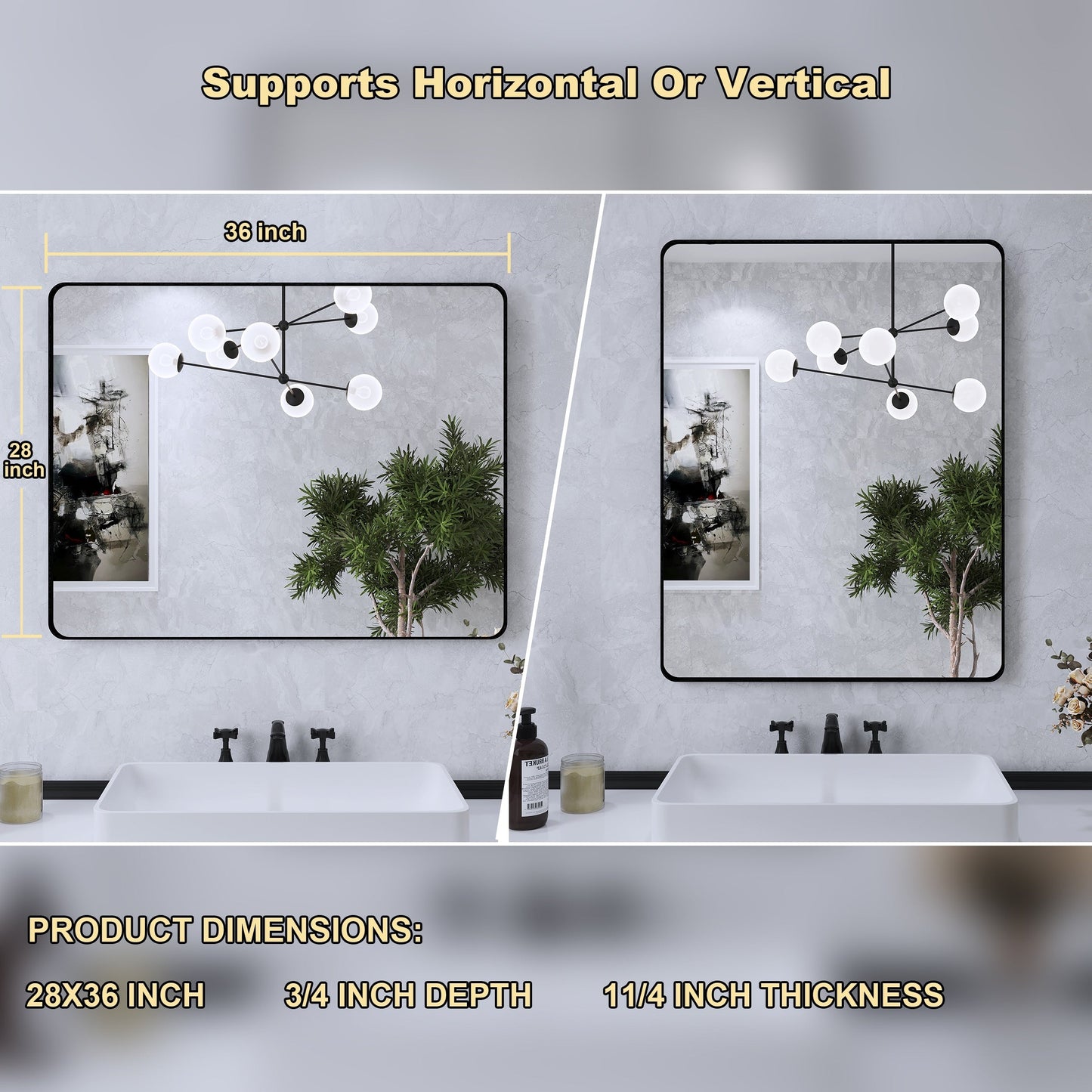 Miroir de salle de bain mural encadré