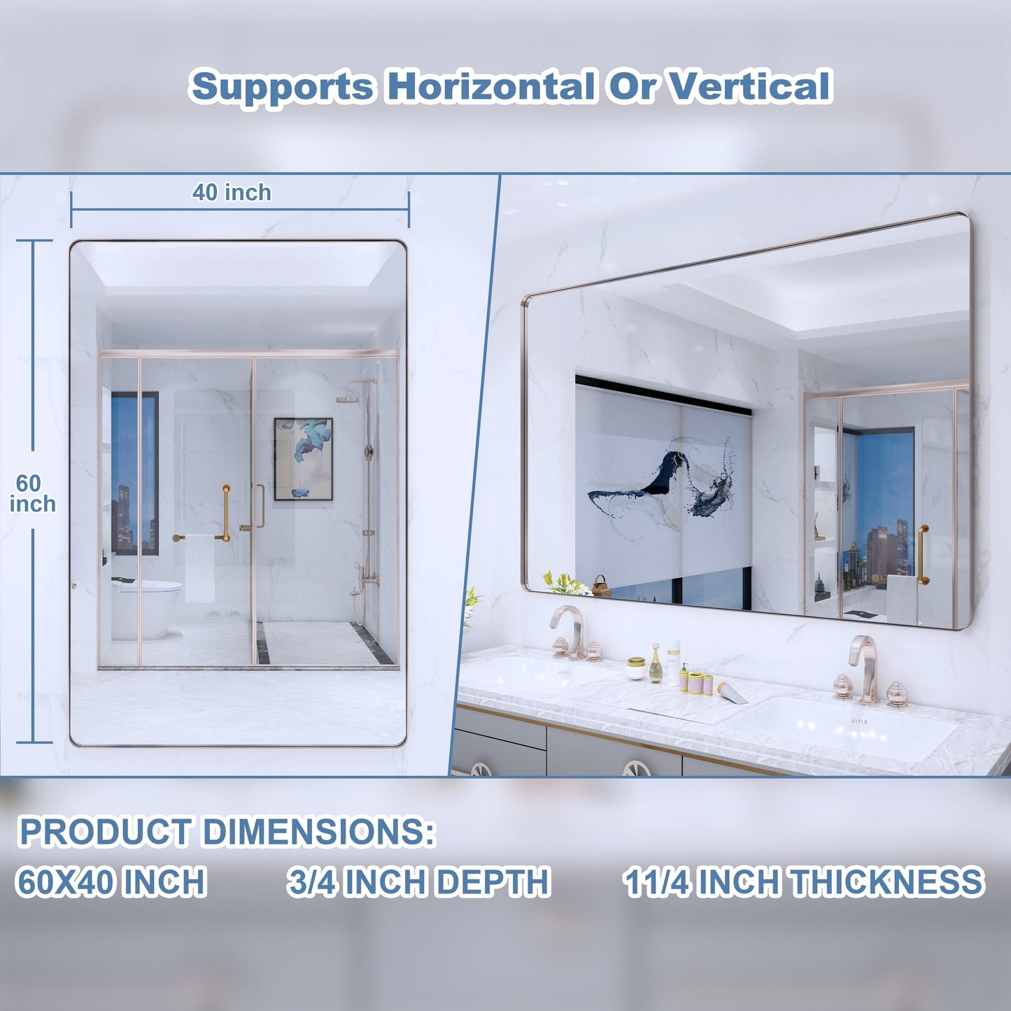 Miroir de salle de bain mural encadré