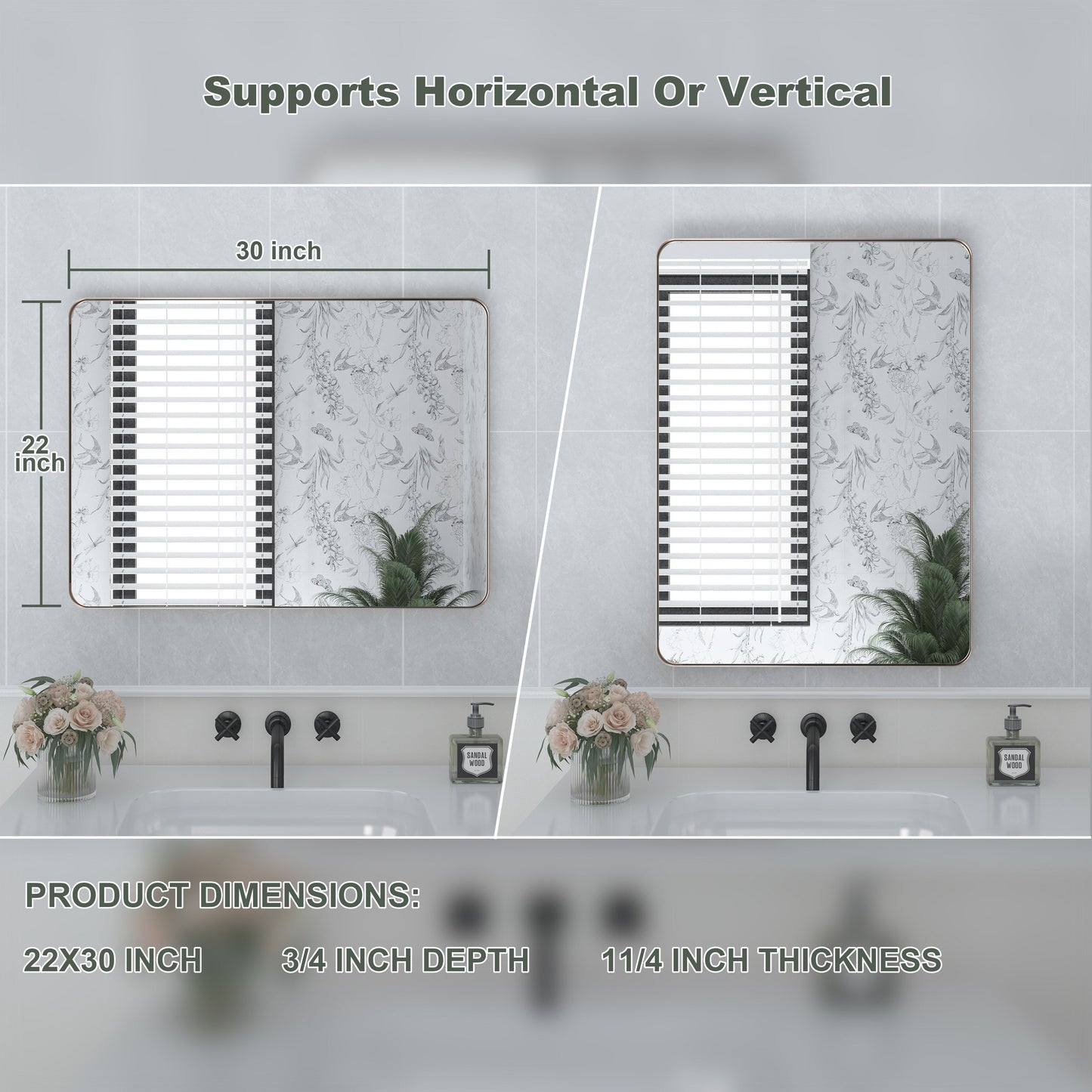 Miroir de salle de bain mural encadré