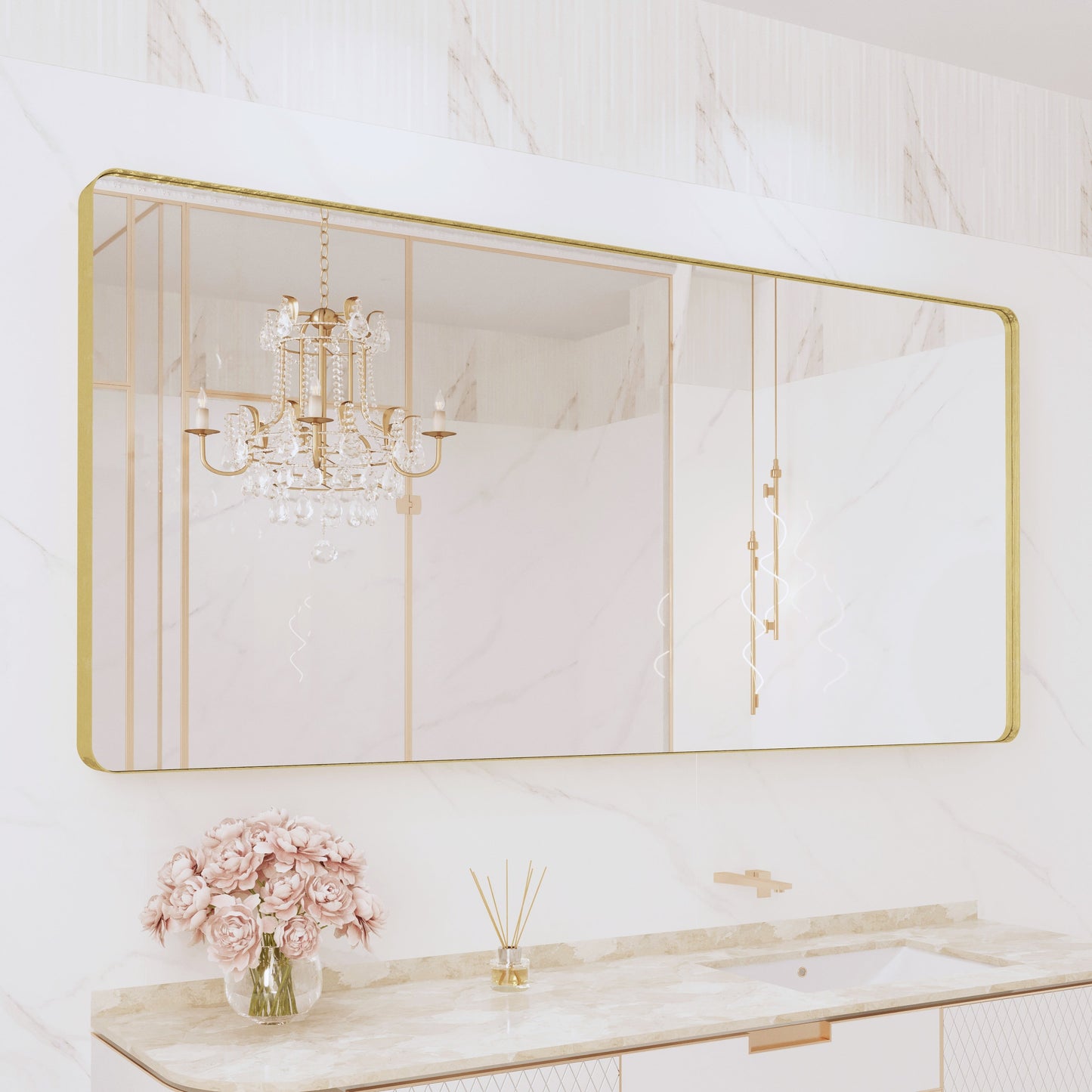 Miroir de salle de bain mural encadré