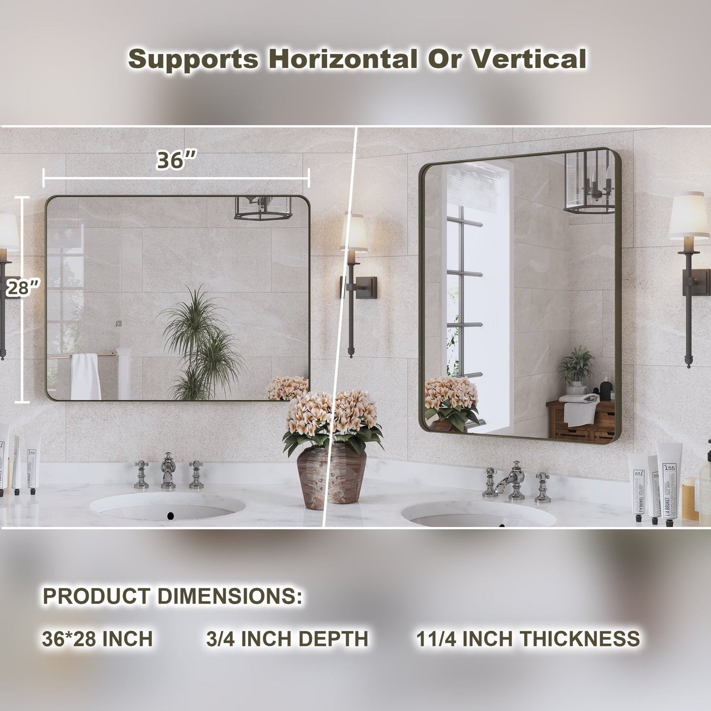 Miroir de salle de bain mural encadré