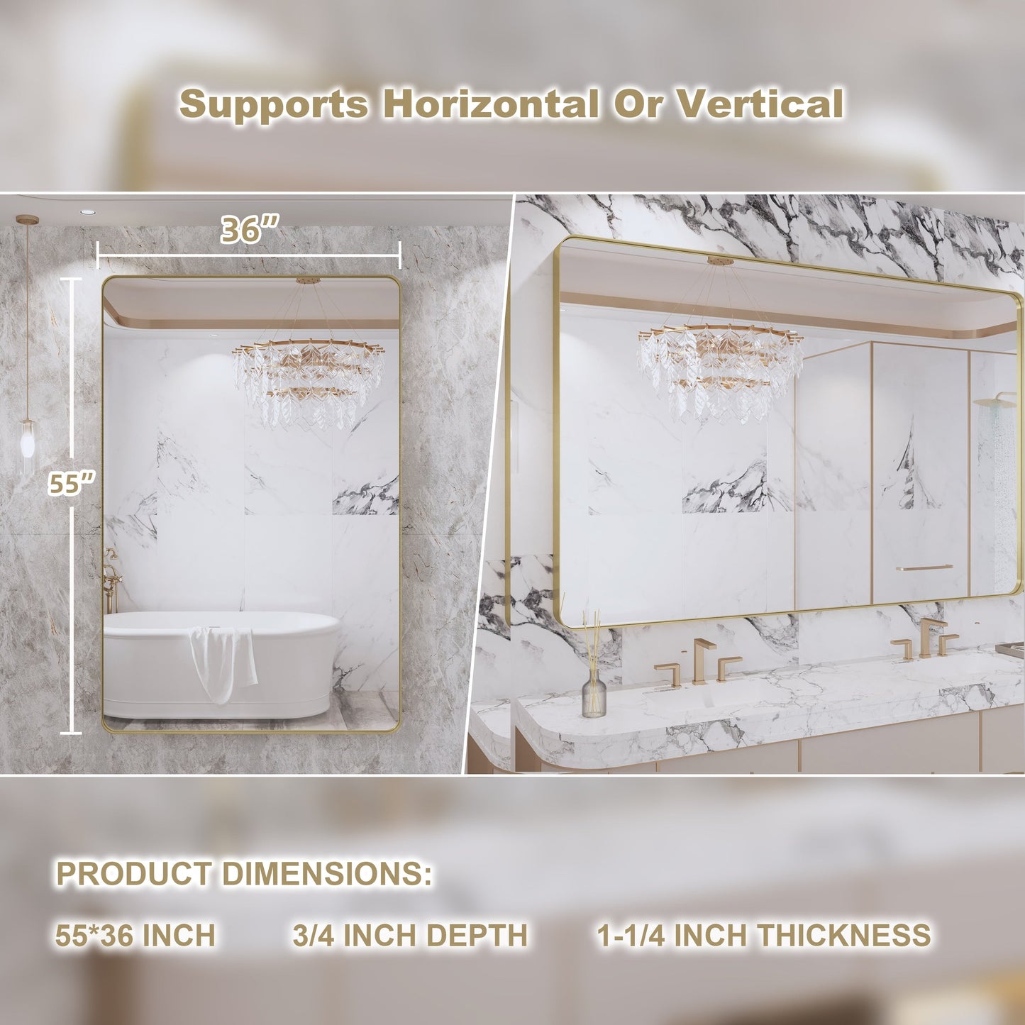 Miroir de salle de bain mural encadré