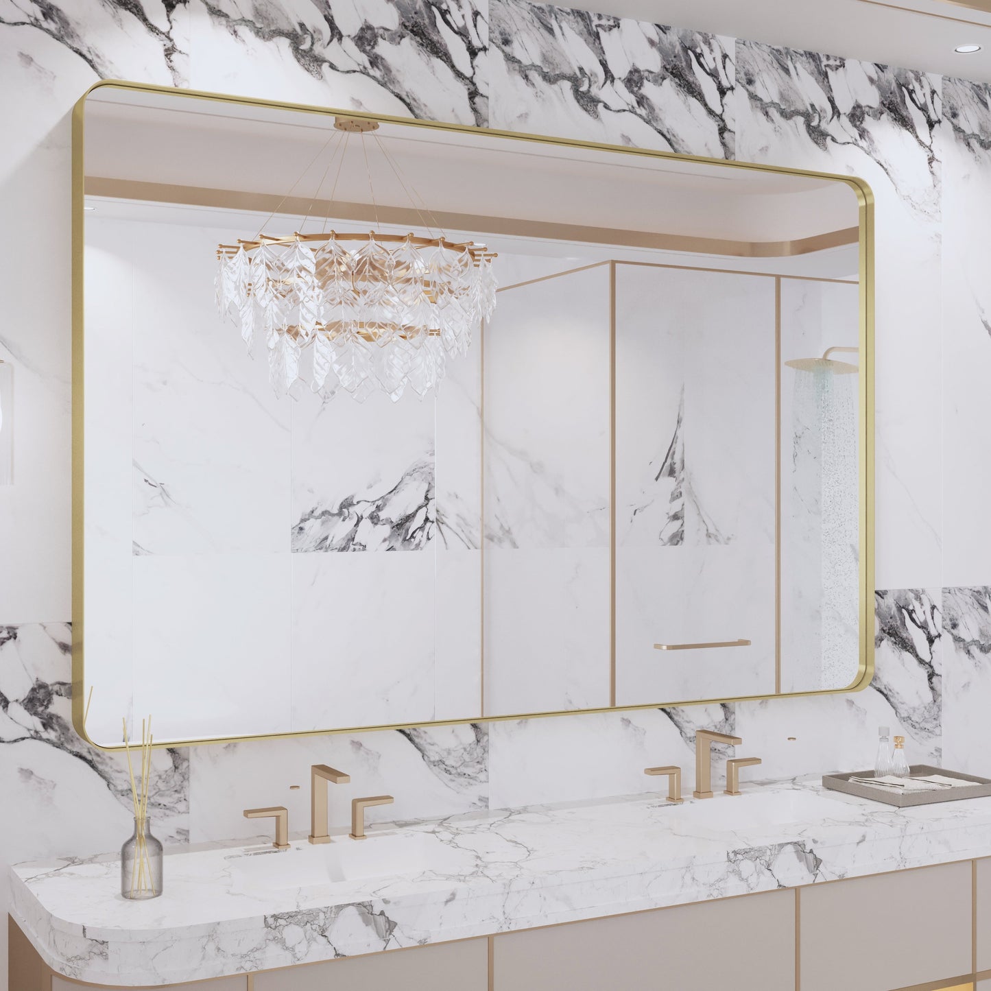 Miroir de salle de bain mural encadré