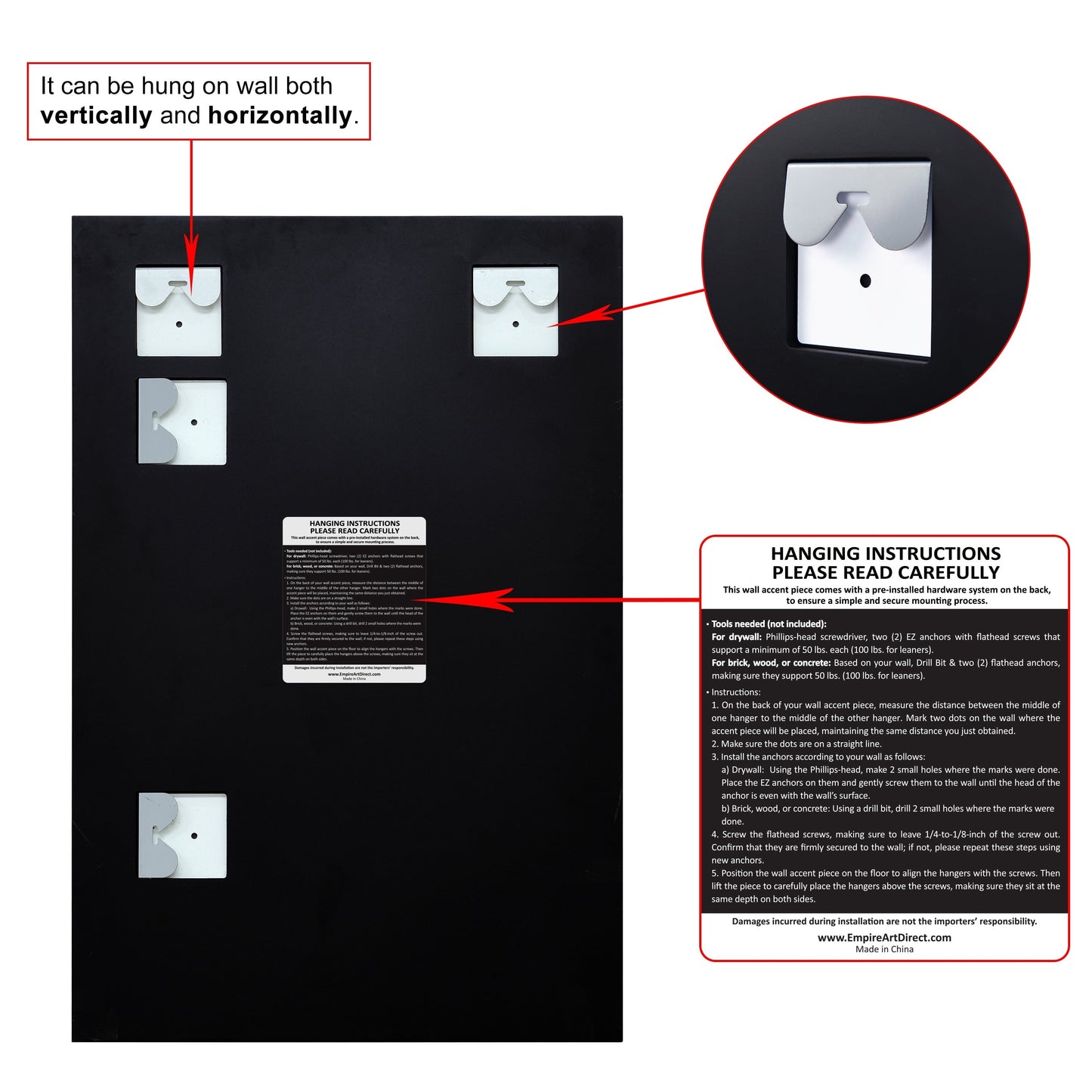 Miroir mural prismatique biseauté sans cadre - Carré/Rectangulaire - Transparent