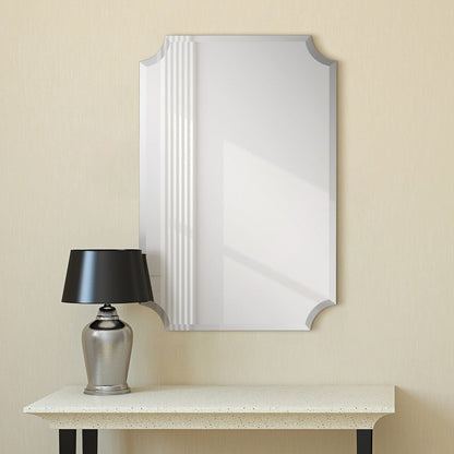 Miroir mural biseauté festonné rectangulaire sans cadre, pour salle de bain, coiffeuse, chambre à coucher, 1 bord biseauté - Transparent
