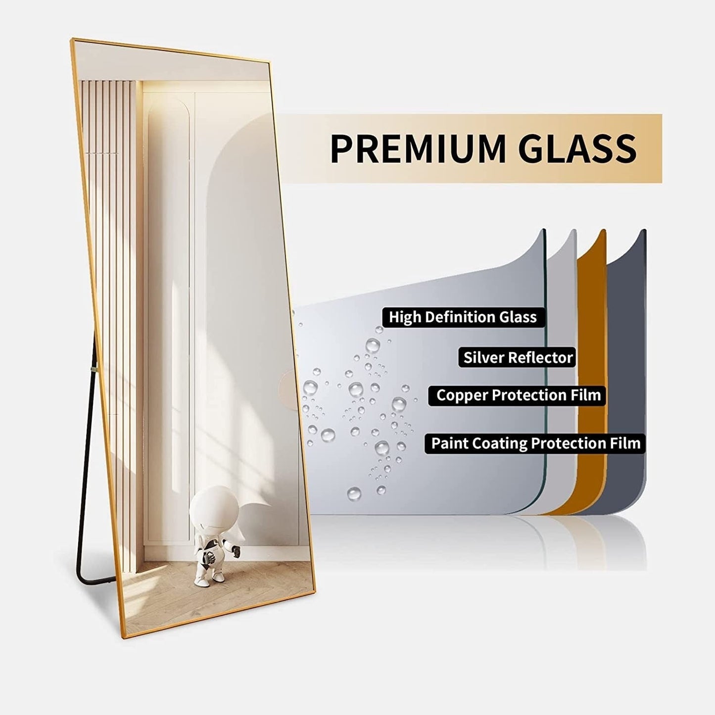 Grand miroir sur pied pleine longueur, décoration murale à suspendre