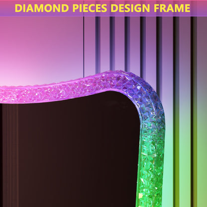 Miroir pleine longueur avec lumières RVB - Blanc