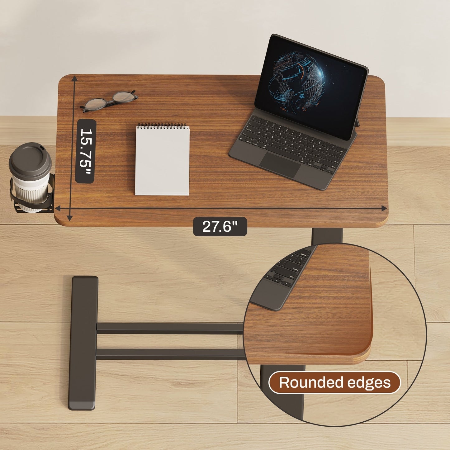 Table d'ordinateur portable mobile FunniHomi 28/32, réglable en hauteur, avec roulettes, blanc/noir, pour lit et canapé