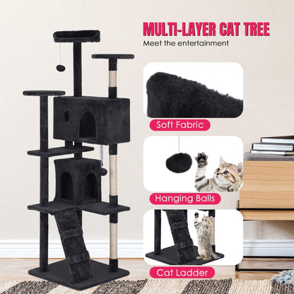 Arbre à chat Furniture of America à plusieurs niveaux avec échelle, plateformes et niches