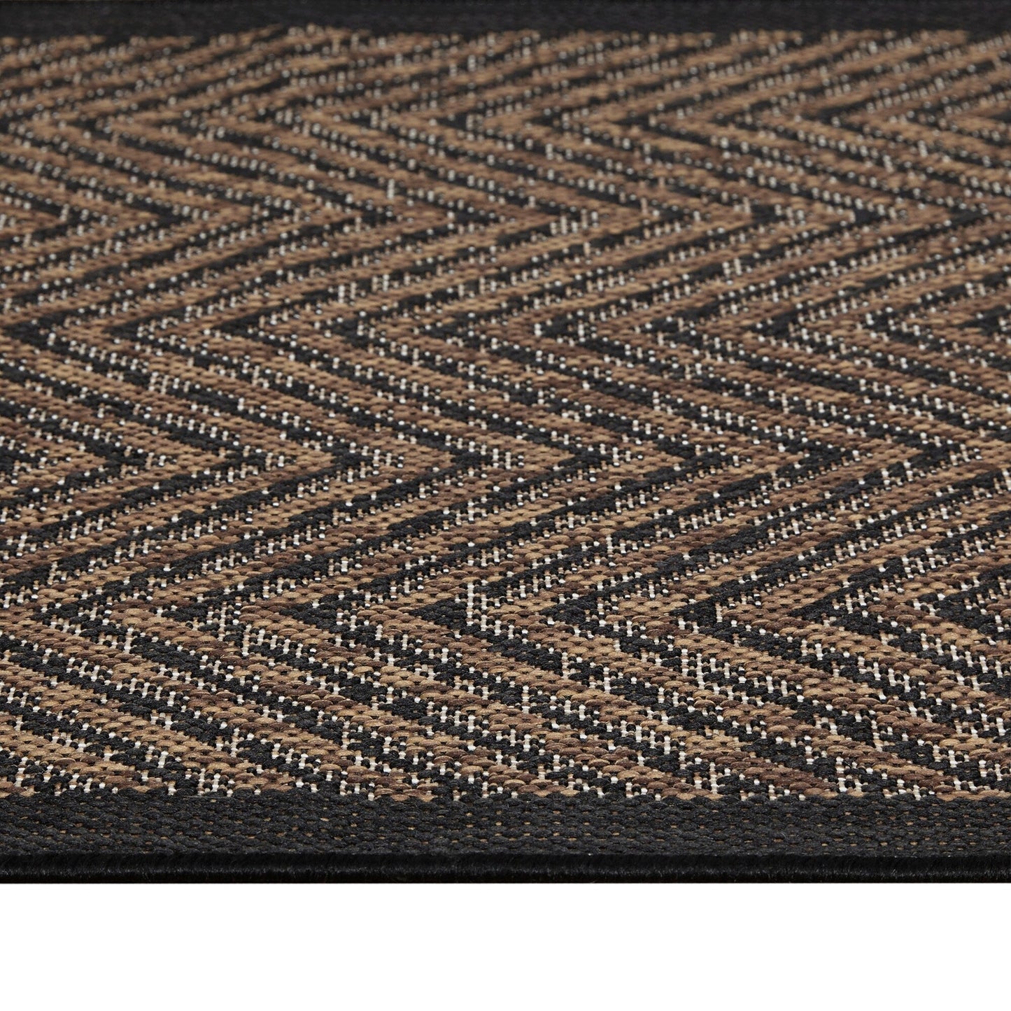 Tapis d'intérieur/extérieur Madison Park Hurley naturel/noir texturé à chevrons