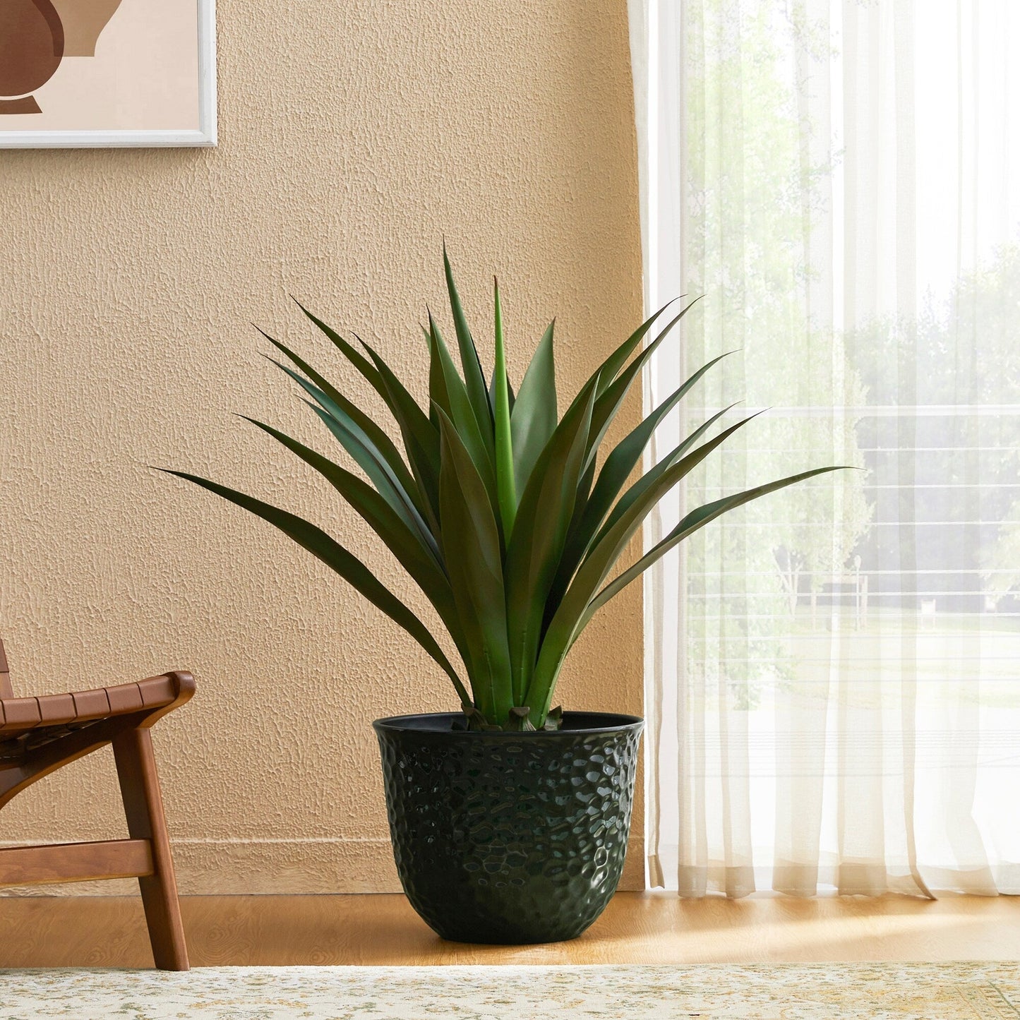 Glitzhome 19,75 H Pot de fleurs haut surdimensionné écologique en fausse céramique à texture diamant (lot de 2)