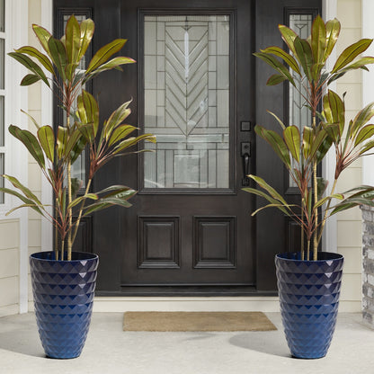 Glitzhome 19,75 H Pot de fleurs haut surdimensionné écologique en fausse céramique à texture diamant (lot de 2)