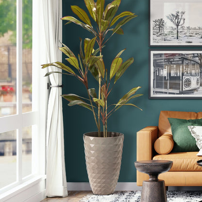 Glitzhome 19,75 H Pot de fleurs haut surdimensionné écologique en fausse céramique à texture diamant (lot de 2)