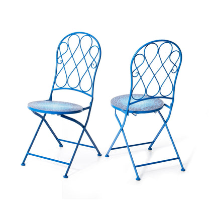 Ensemble de bistrot pliant d'extérieur en métal Glitzhome 3 pièces avec table et chaises