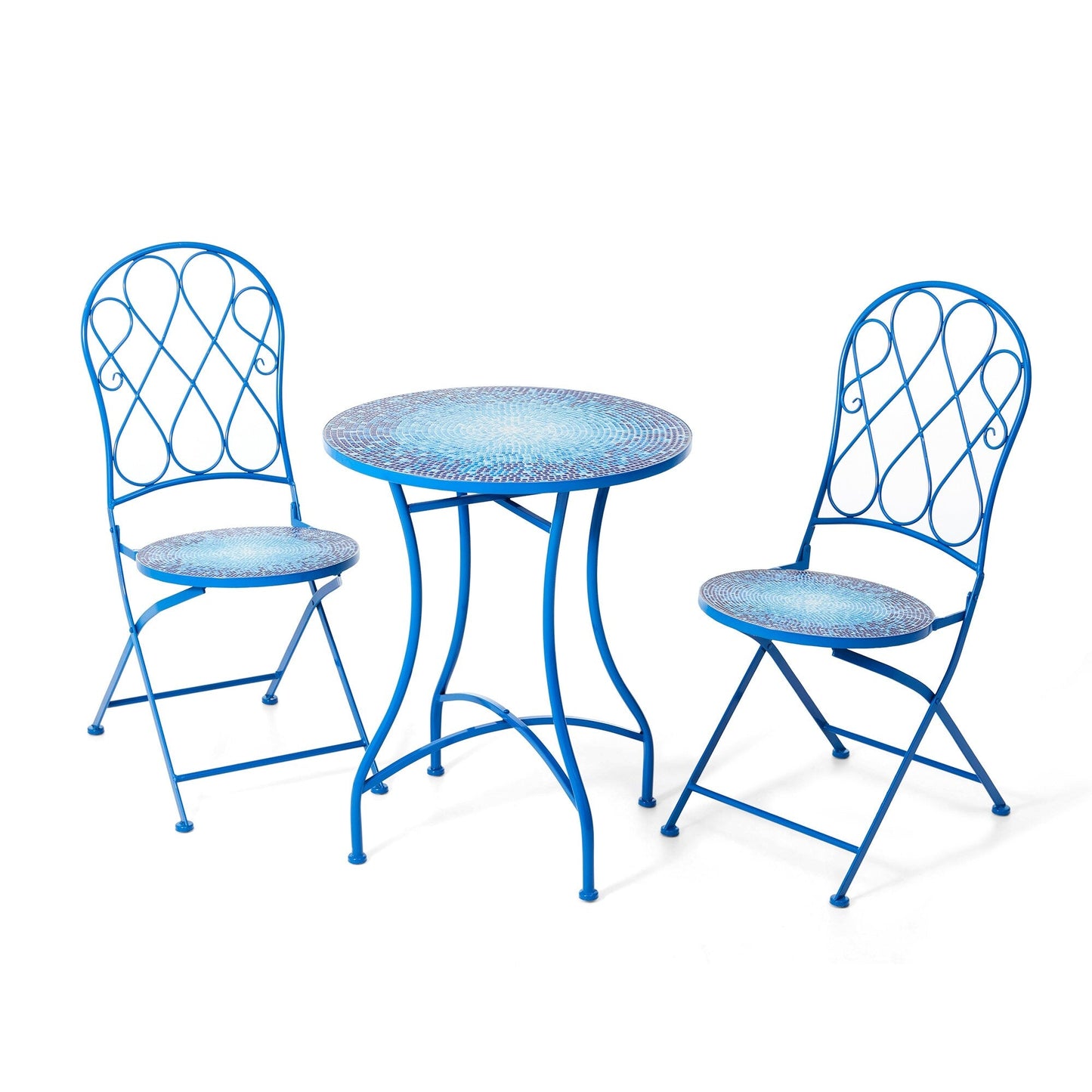 Ensemble de bistrot pliant d'extérieur en métal Glitzhome 3 pièces avec table et chaises