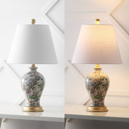 Lampe de table LED florale Grace 24, multicolore/laiton, par JONATHAN Y