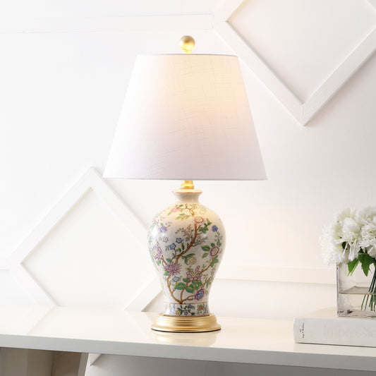 Lampe de table LED florale Grace 24, multicolore/laiton, par JONATHAN Y