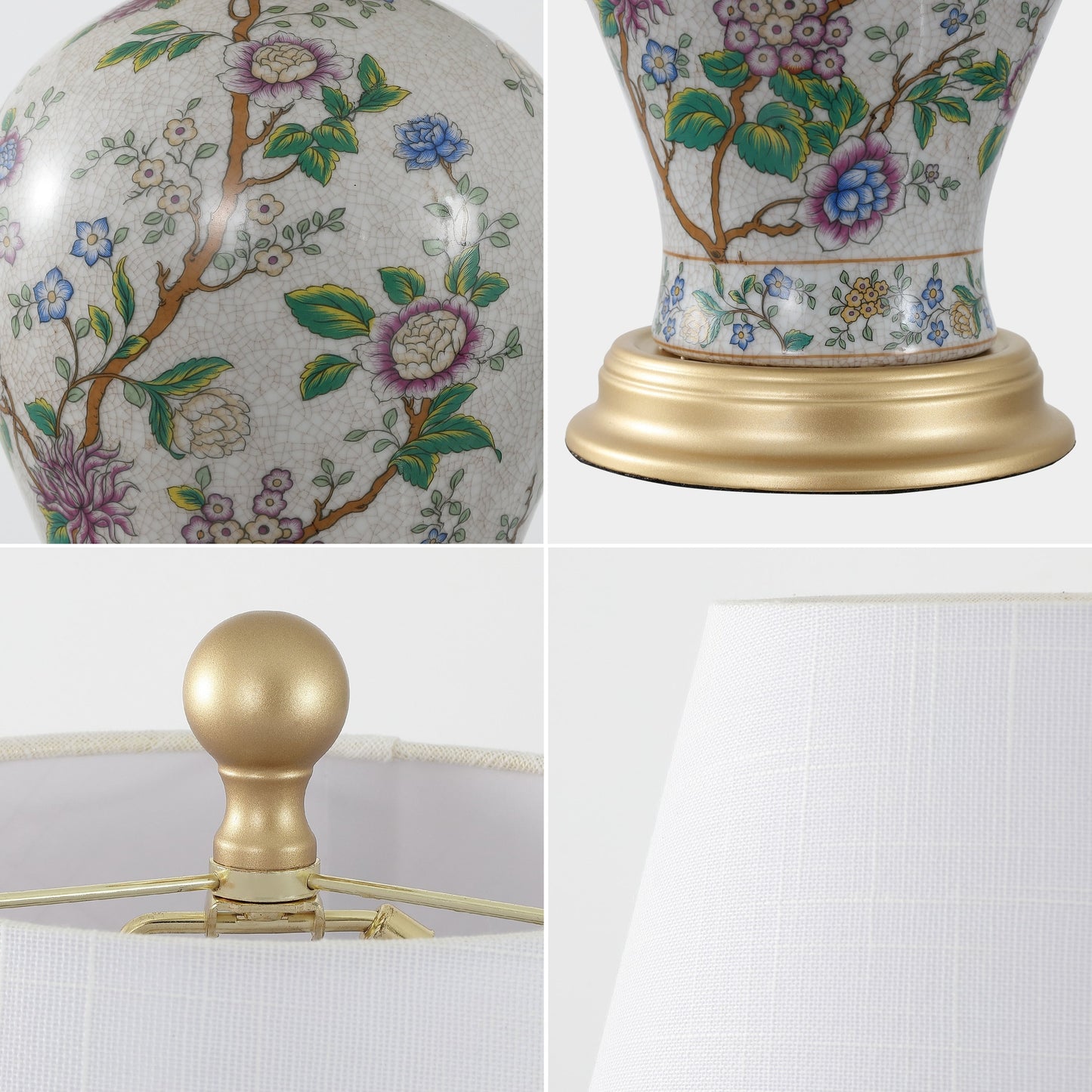 Lampe de table LED florale Grace 24, multicolore/laiton, par JONATHAN Y