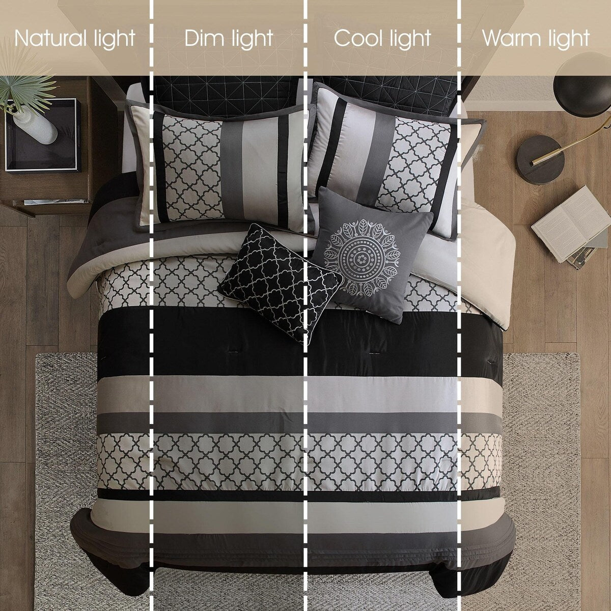 Ensemble de couette 8 pièces Nanshing Avalon Trellis à imprimé marocain