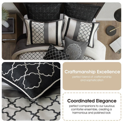 Ensemble de couette 8 pièces Nanshing Avalon Trellis à imprimé marocain