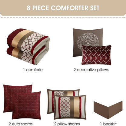 Ensemble de couette 8 pièces Nanshing Avalon Trellis à imprimé marocain