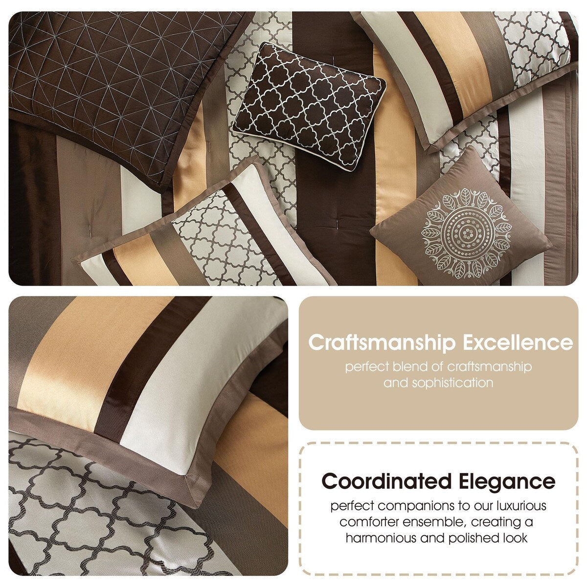 Ensemble de couette 8 pièces Nanshing Avalon Trellis à imprimé marocain