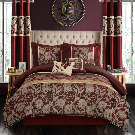 Ensemble de couette 9 pièces Nanshing Brie en jacquard floral