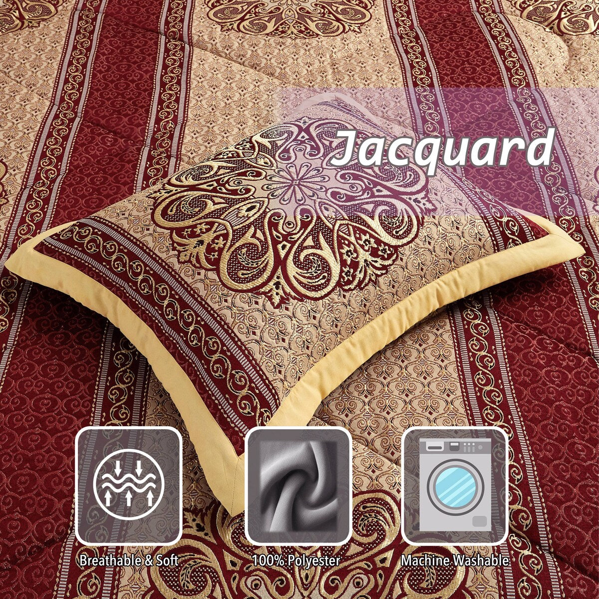 Ensemble de couette élégant à médaillon Nanshing Prince 7 pièces