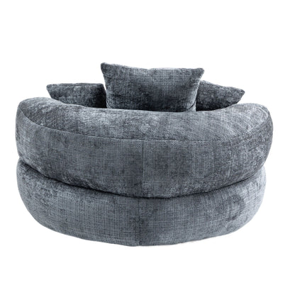 Canapé poire simple gris surdimensionné en chenille de 42,52 pouces avec trois oreillers pour chambre à coucher