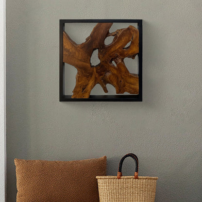 Décoration murale en teck Greenage, sculpture murale abstraite à bord naturel