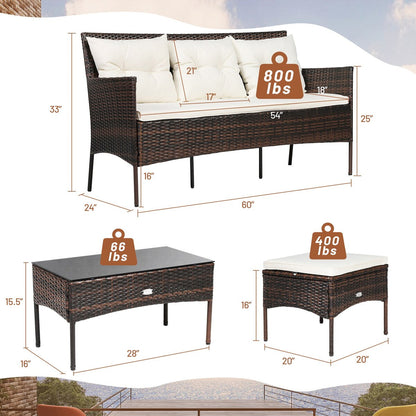 Ensemble de 3 meubles de jardin en rotin sectionnels Gymax avec canapé-lit - Voir les détails